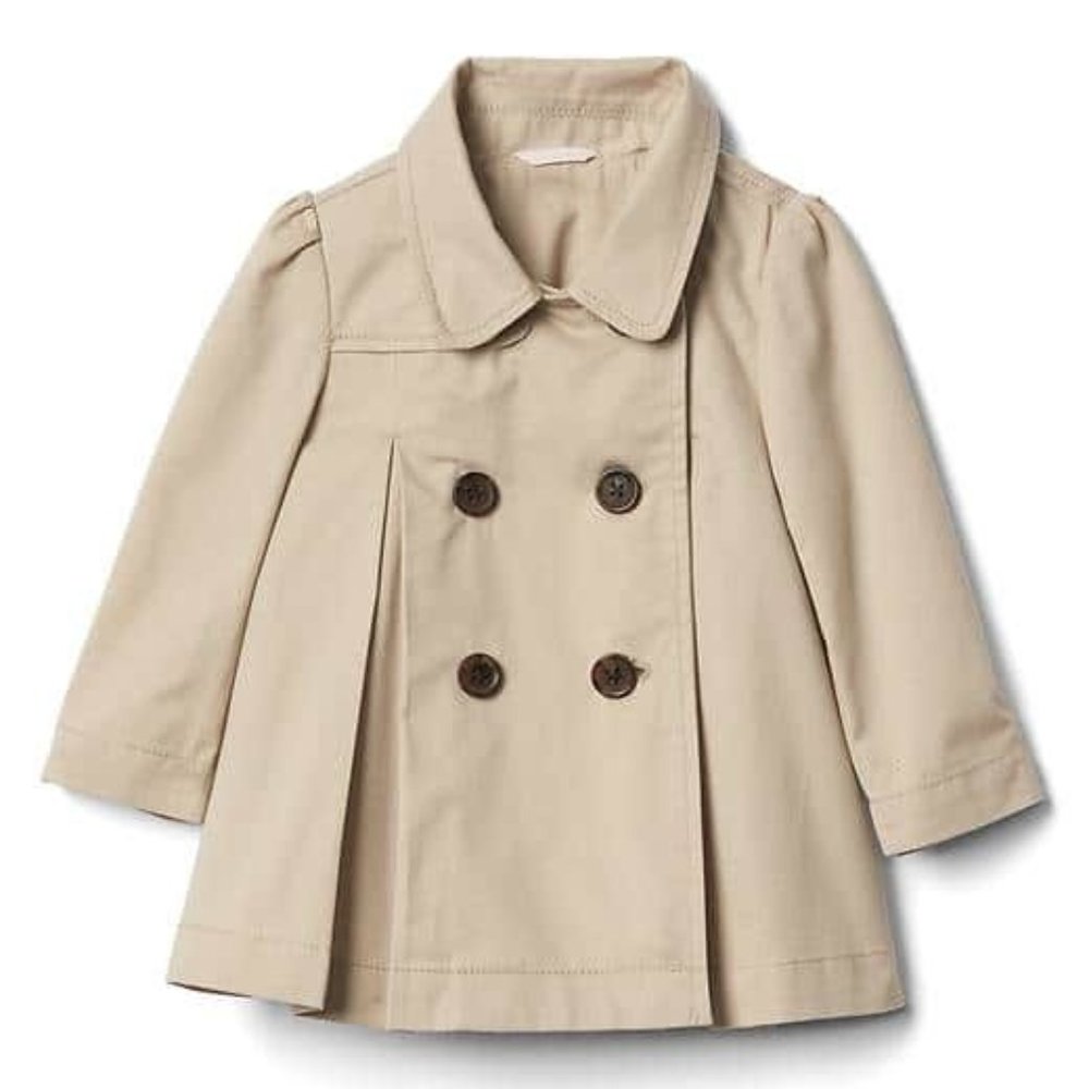 Baby Gap Girls Pleated Spring Trench Coat 12/18M